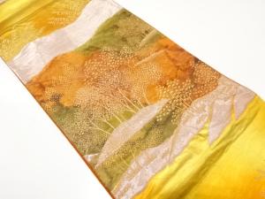 アンティーク　山並に樹木模様織出し袋帯（着用可）